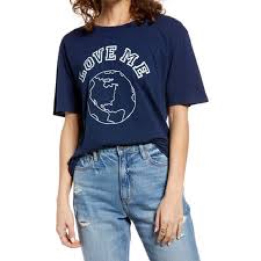 Treasure & Bond Earth Love Me Short Sleeve Graphic T-Shirt Size XS